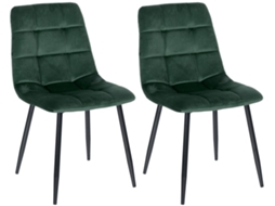 Conjunto de 2 Cadeiras de Jantar Tilde Verde/Veludo CLP