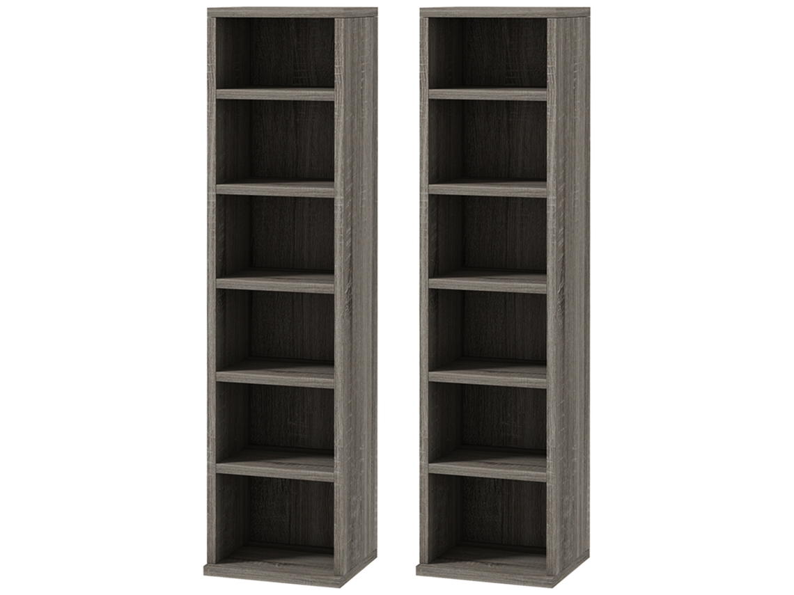 Conjunto 2 Prateleiras Cd dvd , 12 Compartimentos, 204cds, Escuro 21x22,5x88,5cm Cinza