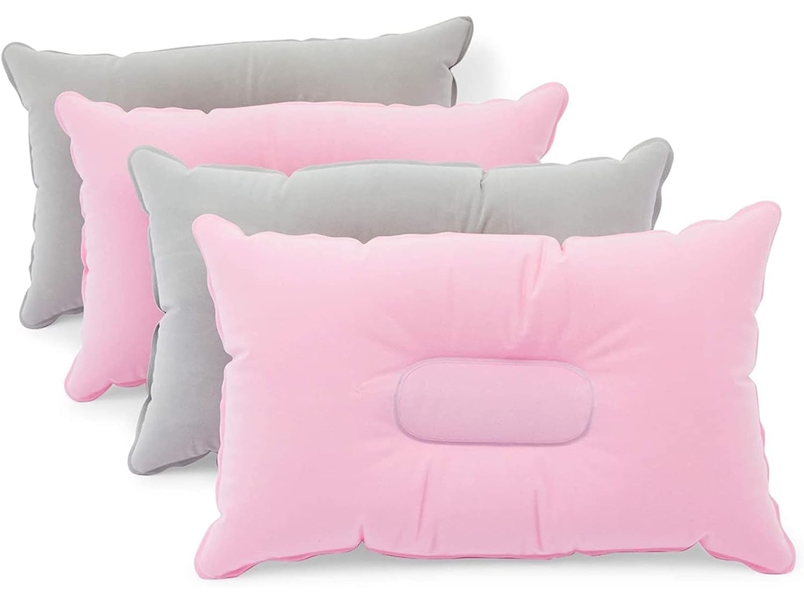 Conjunto de 4 Travesseiros Infláveis de Viagem BRILVIBERA (rosa, cinza)