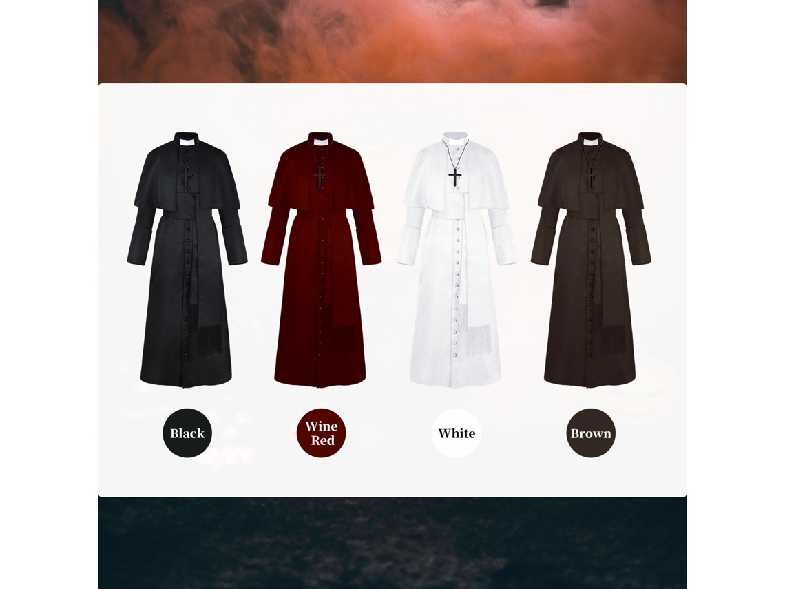 Traje de Padre Medieval com Colar de Cruz | S/MARCA
