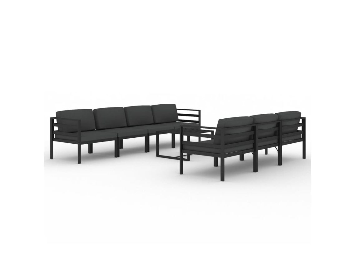 Conjunto 8 lounge jardim com almofadões VIDAXL alumínio antracite