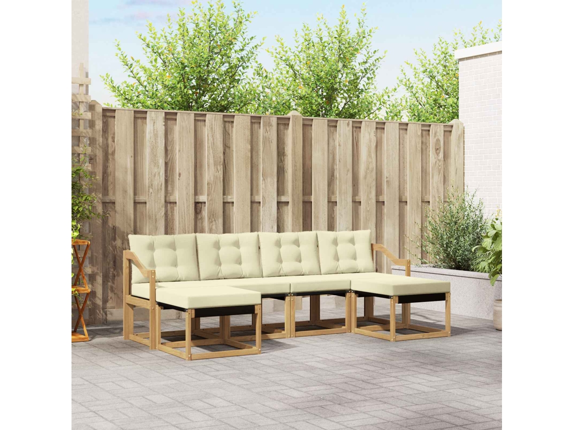 Vidaxl Conjunto De Sofás Para Exterior 6 Unid. Branco E Creme