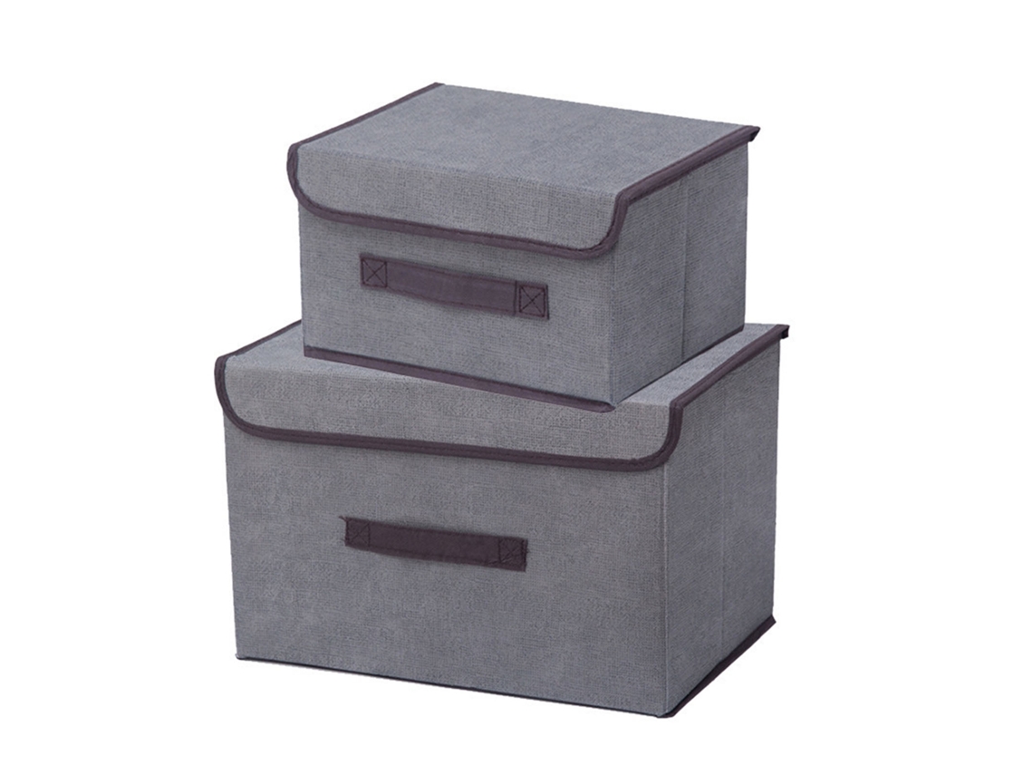 Caixa de Armazenamento de Tecido Dobrável com Tampa para Roupas Cinza Organizador Colapsível S/MARCA