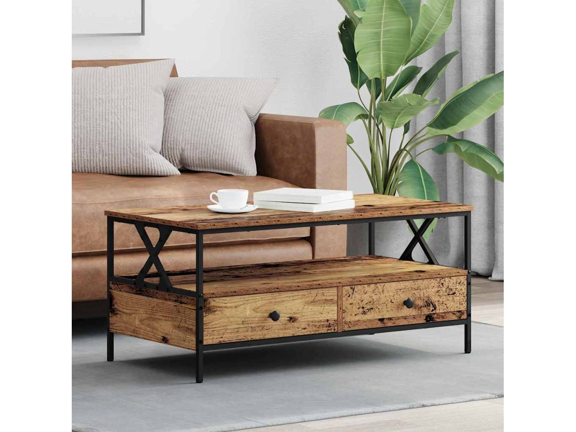 Vidaxl Mesa De Centro Madeira Antiga 100 X 51 X 45 Cm