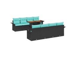 Maison Exclusive - Conjunto De Sofá De Jardim 9 Pcs Preto Rattan Sintético