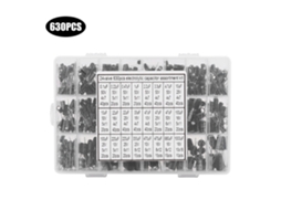 Kit de Capacitores Eletrolíticos 630 Peças 24 Modelos 0.1uf 1000uf 50v com Caixa de Armazenamento | S/MARCA