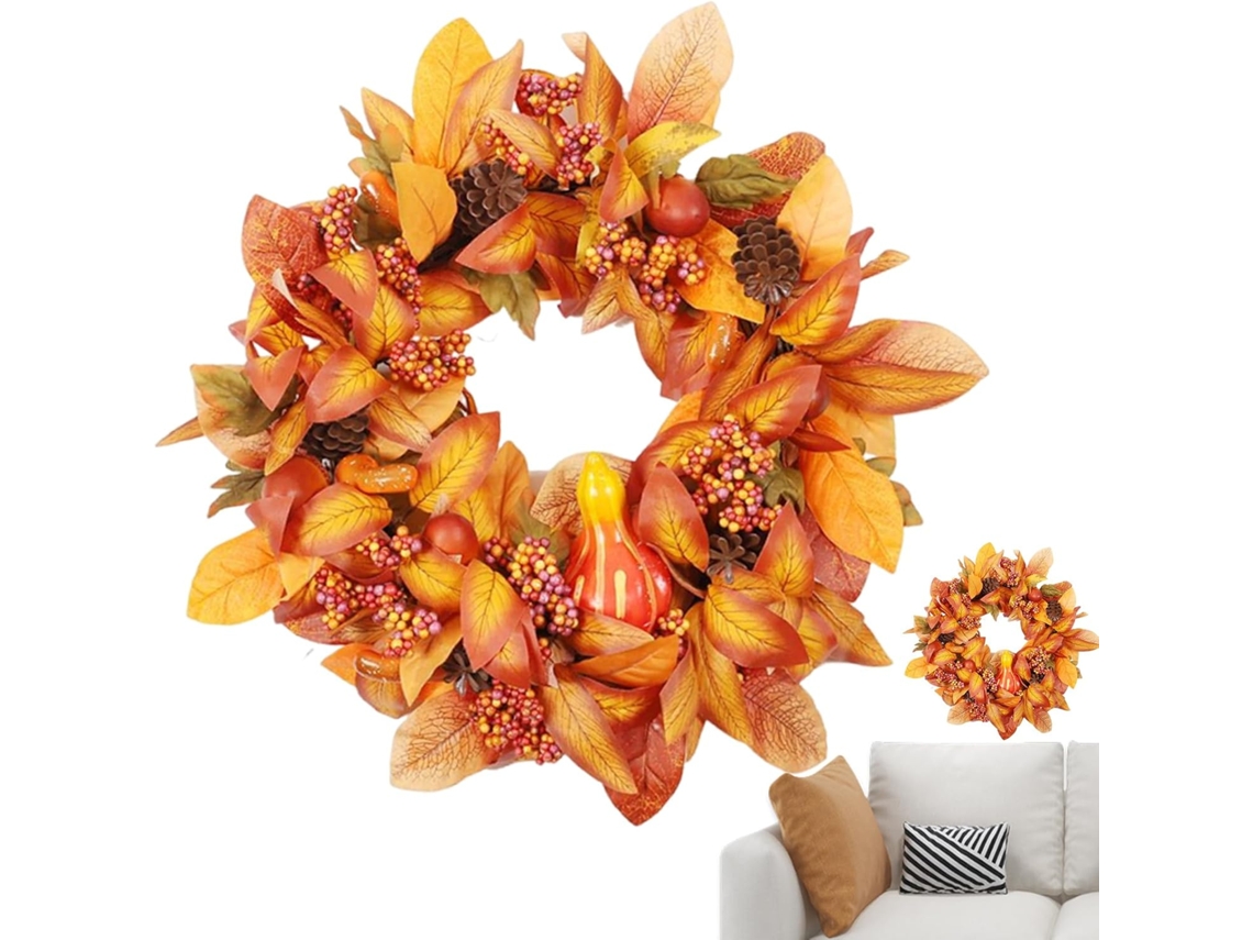 Guirlanda De Outono Guirlanda De 50cm Com Frutos Silvestres E Bordo Para Varanda, Decoração De Cas Gokoco