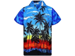 2026 camisa Hawaiiana Manga Curta Sandou de Coco e por do Sol Nova para Homens