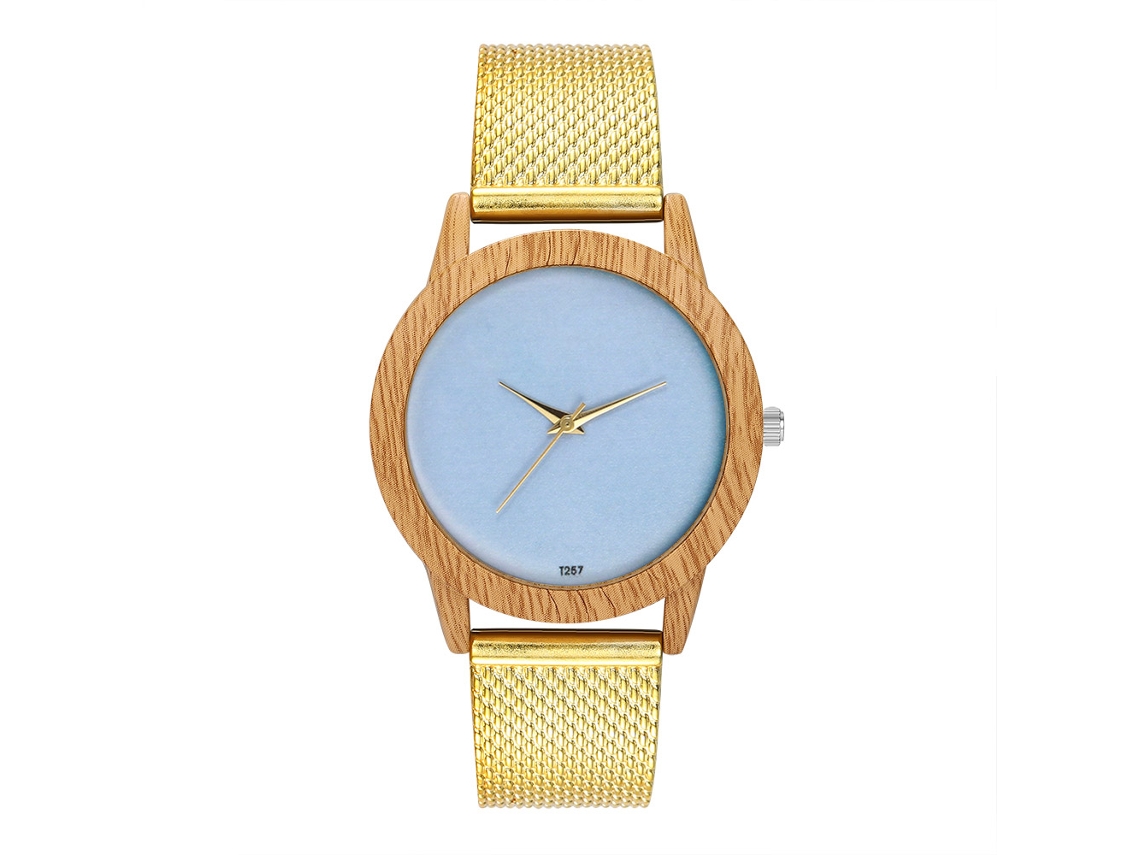 Relógio de quartzo unissex para casais com pulseira de silicone e mostrador simples (dourado)
