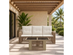 Vidaxl Conjunto De Sofá De Jardim 4 Unid. Bege E Branco Creme Vime Pe