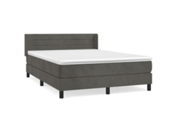 Cama com Molas e Colchão Veludo Cinzento Escuro MAISON EXCLUSIVE (140x190 cm)