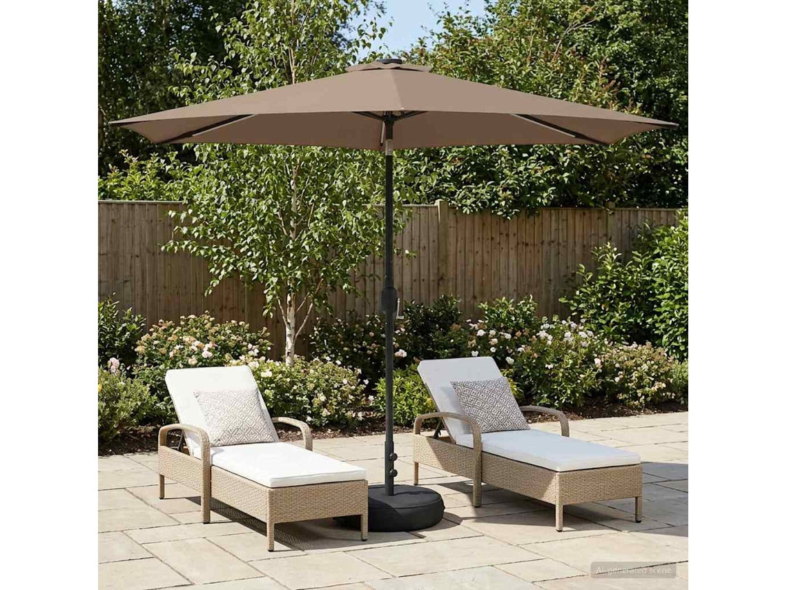 Vidaxl Parasol De Jardim Com Luzes Led E Base 300 X 300 Cm Poliéster