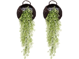 Trepadeiras Artificiais Pendentes, Pacote Com 2, Hera Artificial, Flores Falsas, Plantas Verdes Para Decoração De Paredes Casa E Jardim, Cor Verde