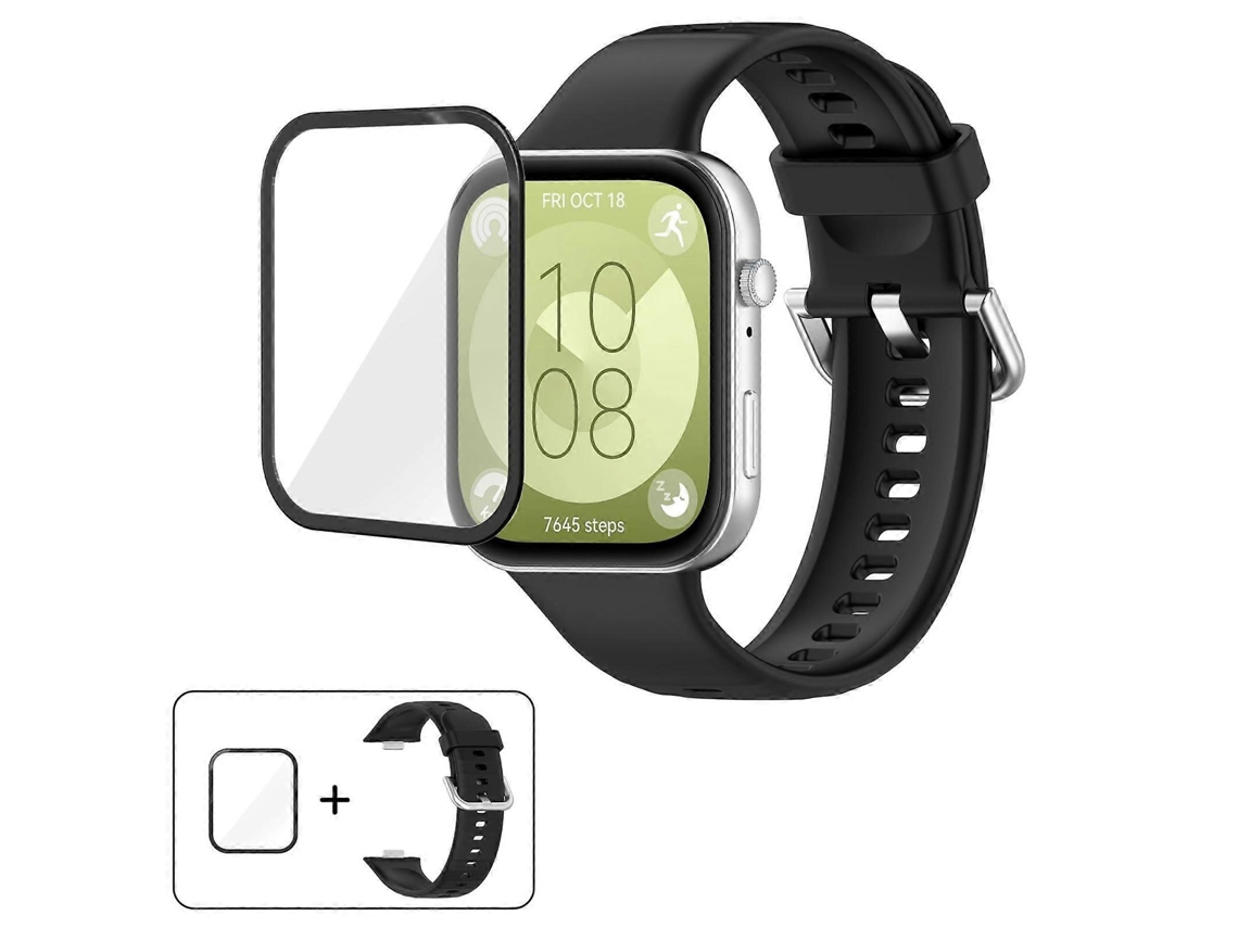 Pulseira De Silicone Com Fivela De Aço Prateado E Película Curva 3d.