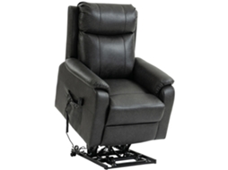 Poltronas reclináveis para relaxamento. Corrente de elevação elétrica em couro sintético com motor Duplo. Almofadas de tristeza. Preto