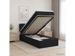 Vidaxl Cama Ottoman Com Colchão Com Cabeceira Preto 90 X 190 Cm Tecido