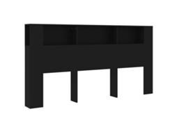 Cabeceira de cama com guarda-roupa 200x18,5x104,5 cm preta, exclusiva da MAISON
