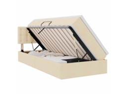 Cama com Arrumação e Led com Colchão Creme 90 X 200 Cm Tecido MAISON EXCLUSIVE