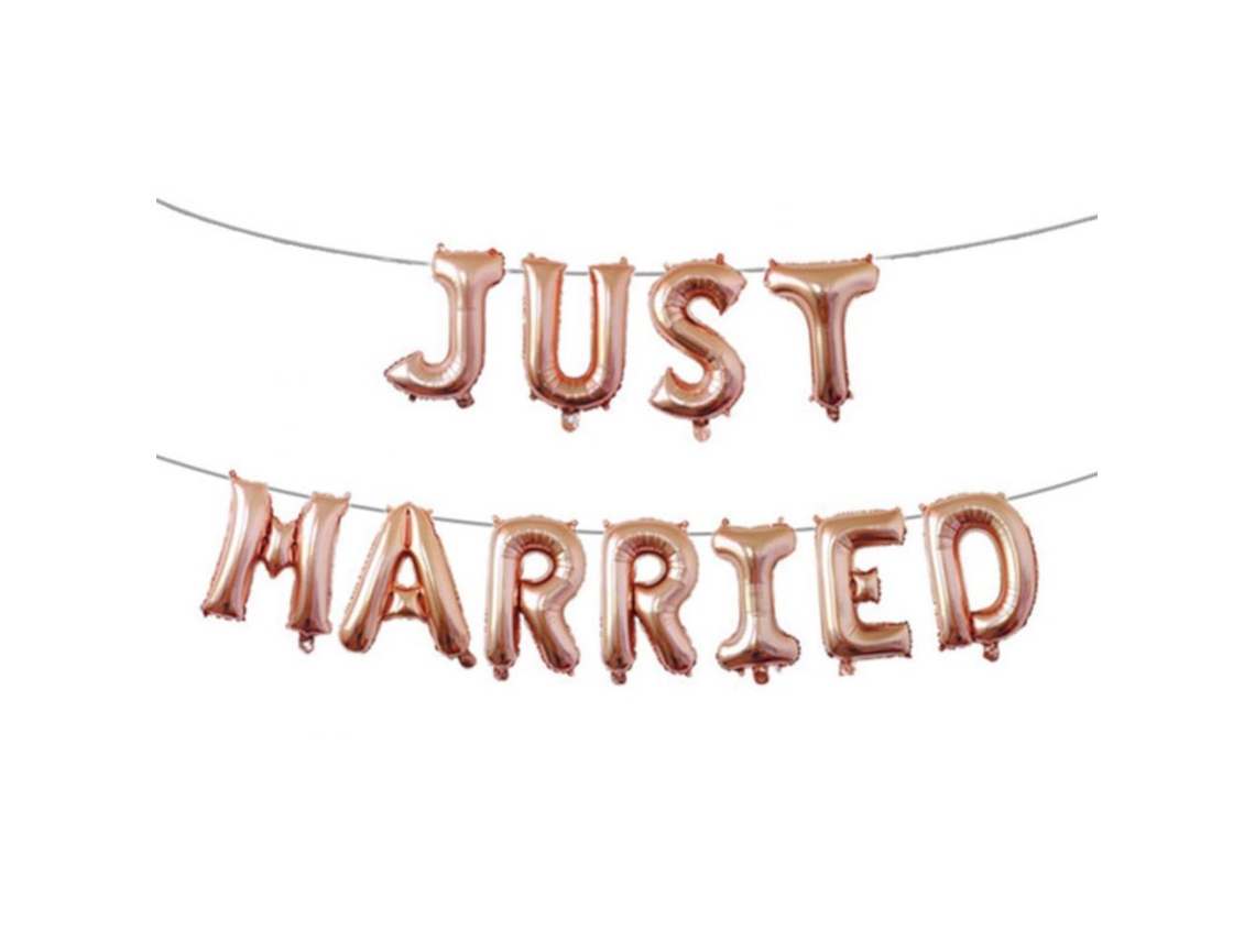 Conjunto De Balões Com Letras "casamento Recém-casados" (16 Polegadas, Ouro Rosa) Eoocoo