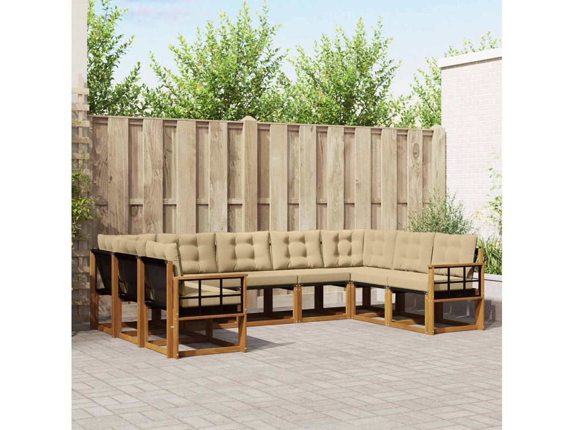 Vidaxl Conjunto De Sofás Para Exterior 9 Unid. Natural E Bege
