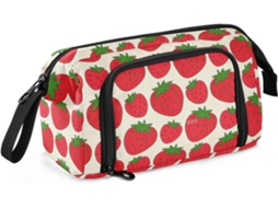 Estojo Grande com Compartimento para Lápis, Cosméticos e Material Escolar, Vermelho. 24 X 9,5 15 Cm Resistente
