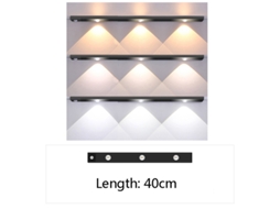 Luz Noturna Led com Sensor de Movimento, Prateada, 40 Cm, 3 Leds Preta, 20 Cm, 2 Leds BRILVIBERA