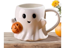 Caneca De Halloween, Copo Térmico Fantasma Fofo De Halloween | Caneca De Cerâmica Com Alça Para Casa Gokoco