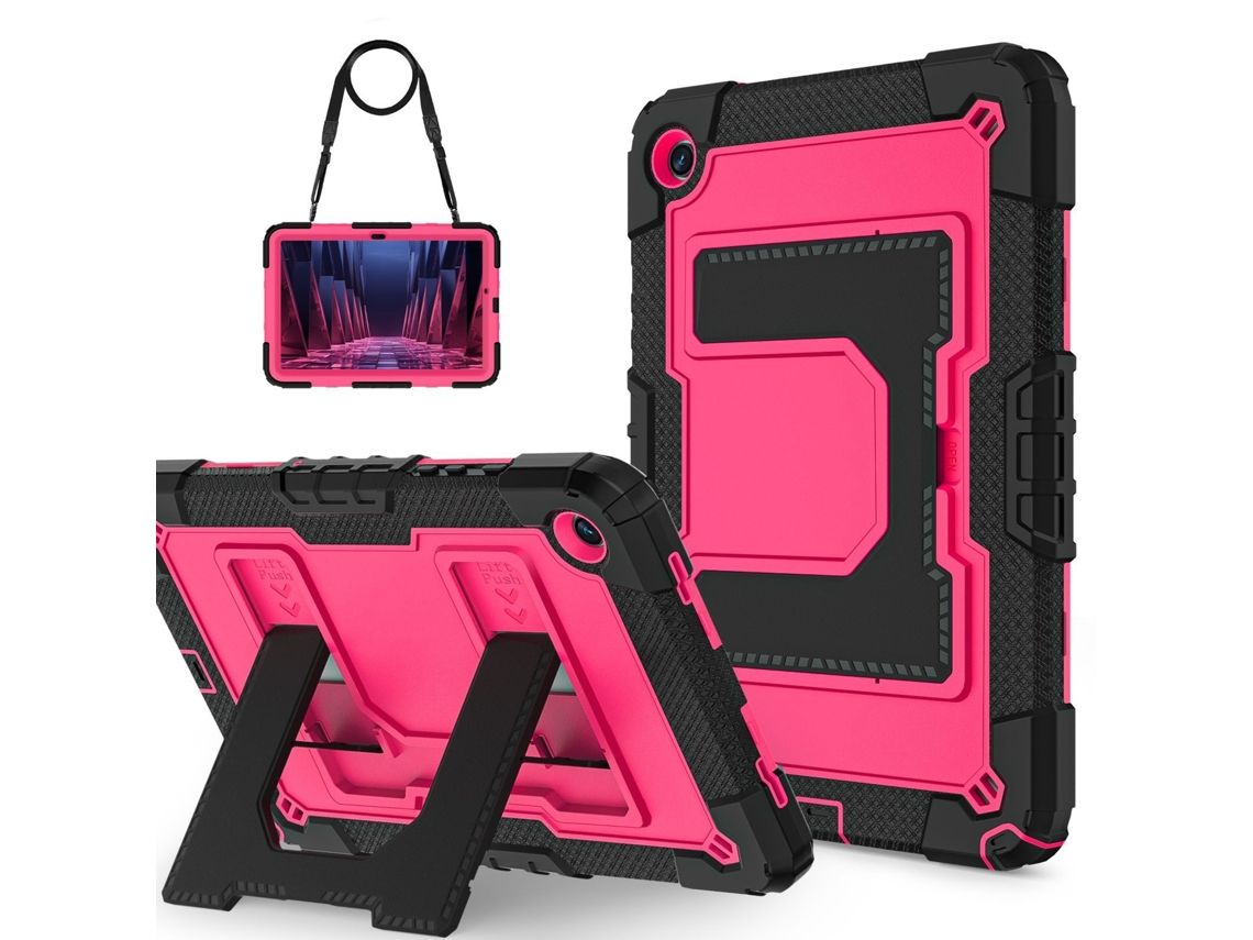 Tressino Capa Tablet Para Samsung Galaxy Tab A11 8.7 Polegadas 2025 Resistente A Choques Com Suporte, Preta E Vermelha