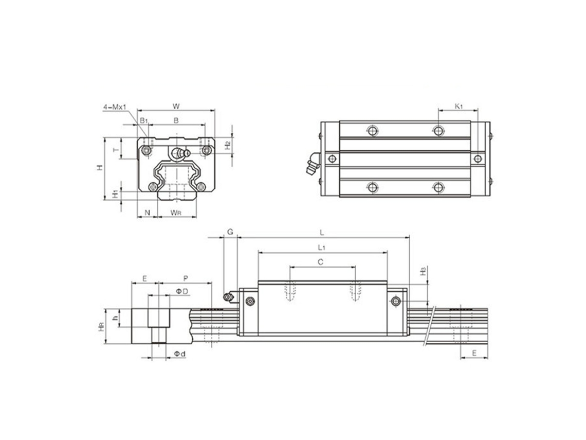 Guia linear miniatura preta Lml12b (deslizante, comprimento 100 mm)