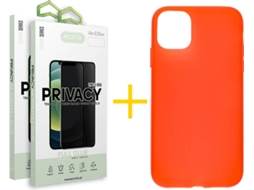 Kit Capa + Película 2X Anti-Spy iPhone 12 Pro Max Accetel Silicone Vermelho