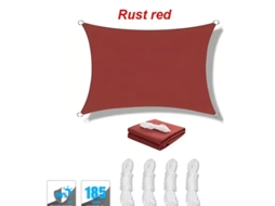 Toldo Vela De Sombra Impermeável E Proteção Uv Com Cordas Para Jardim E Pátio,vermelho/2x2m Gertiz