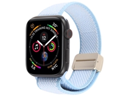 Bracelete para Apple Watch 42/41/40/38mm Nylon Elástico Bicolor com Fivela Magnética Azul celeste e Branco XIAOMOYU