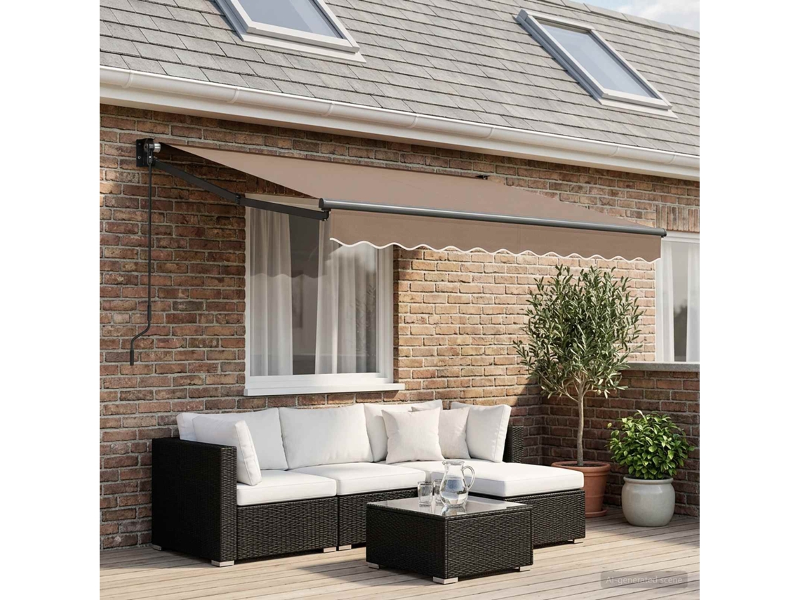 Vidaxl Toldo Retrátil Cinzento-acastanhado 3 X 2,5 M