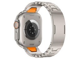 Bracelete para Apple Watch 44/45/46/49mm Aço Inoxidável com Fivela Borboleta e Liberação Rápida Tipo H Laranja Titânio XIAOMOYU