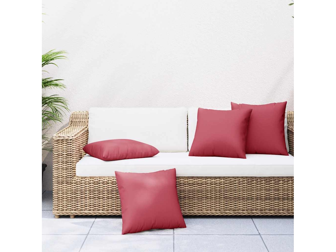 Vidaxl Conjunto De 4 Almofadas Para Sofá, Cor Vinho Tinto, 60x60 Cm, Em Tecido