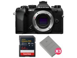 Om 5 Mark Ii Preto + 1 Sandisk 64gb Extreme Pro Uhs ii Sdxc + 3 Om System Bls 50 + Ebook “20 Dicas para Fotos Que Impressionam” OM SYSTEM