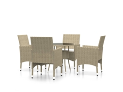 Maison Exclusive - 5 Pcs Conjunto De Jantar Para Jardim Vime Pe Bege