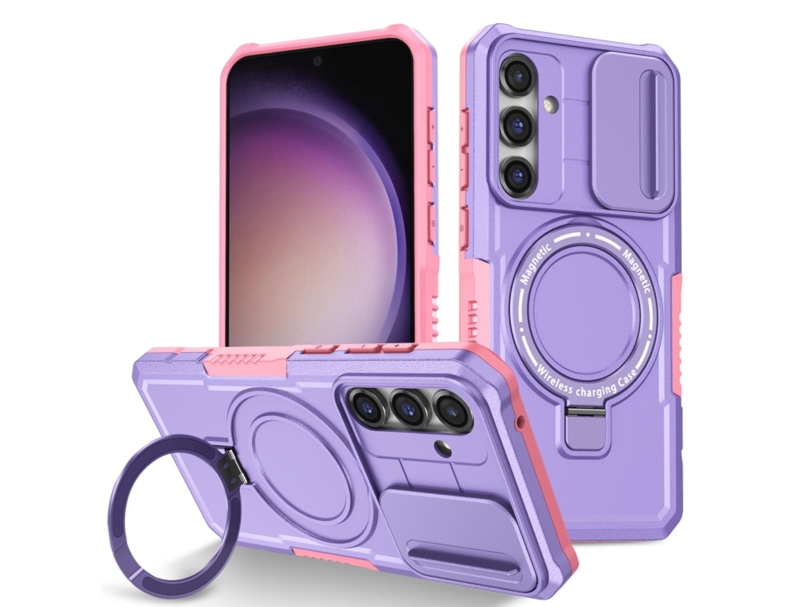 Capa Zruxe Compativel Com Samsung Galaxy S23 Fe 5g (camshield - Magsafe - Tpu - Híbrido - Pc - Rosa - Roxo)