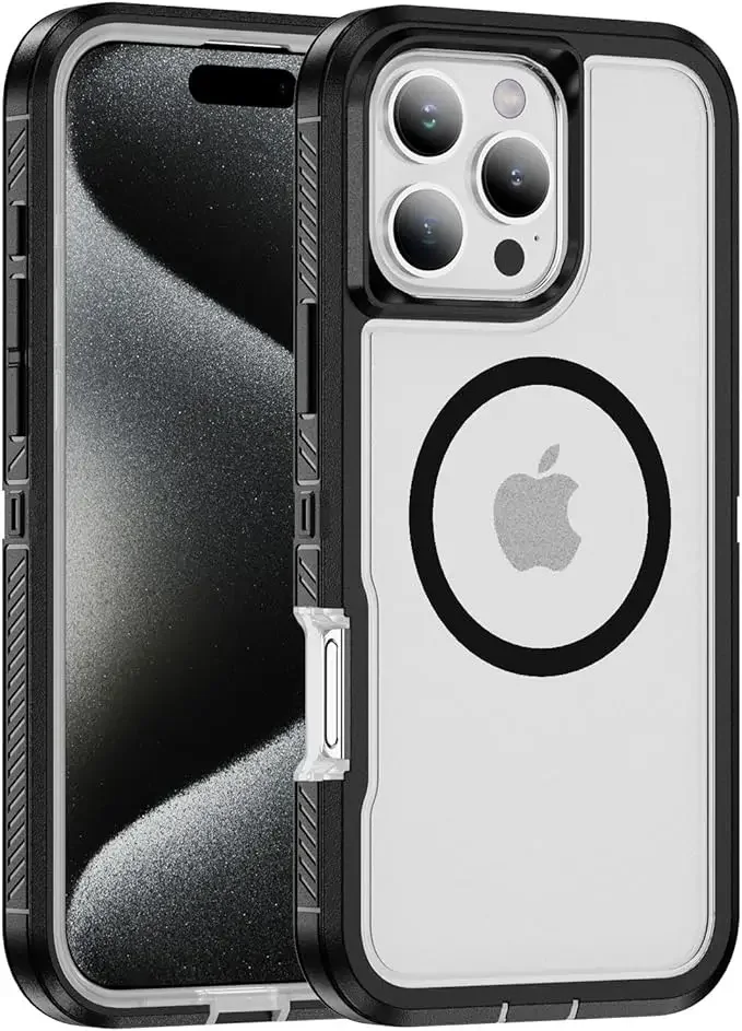 (preto, Iphone 15 Plus) Capa Magnética Resistente A Impactos E Quedas Para Celular.
