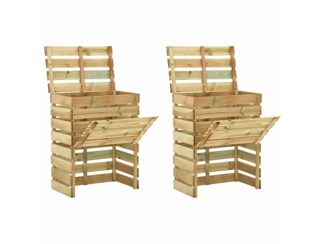 Vidaxl Caixa De Compostagem Ripada 2 Pcs 80x50x100cm Pinho Impregnado
