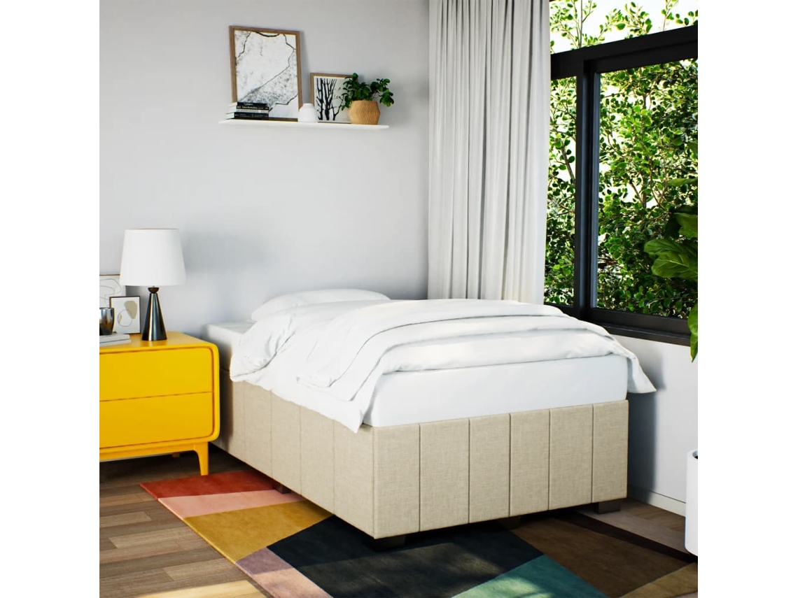 Vidaxl Estrutura De Cama Sem Colchão 120x200 Cm Tecido Cor Creme