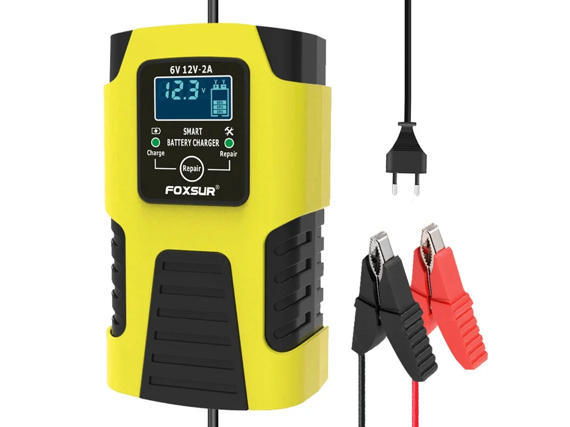 Carregador Inteligente de Bateria Automático 6v/12v 2a para carro moto com desulfador S/MARCA