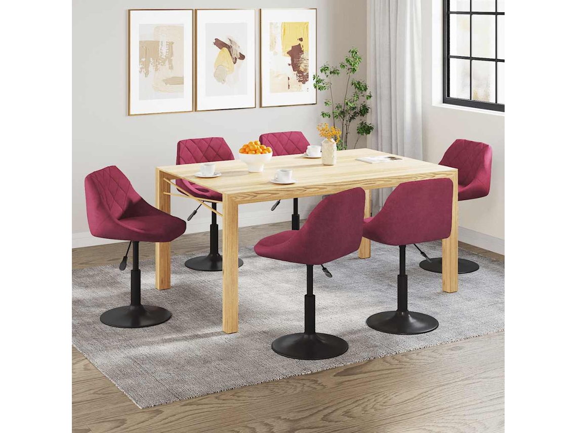 Conjunto de 6 Cadeiras de Jantar Giratórias Veludo Vermelho Tinto MAISON EXCLUSIVE