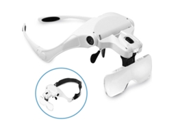 Lupa com Luz Led, Zoom de 1x a 3, 5x com 5 Lentes Removíveis, Lupa de Cabeça com Luz para Leitura BRILVIBERA