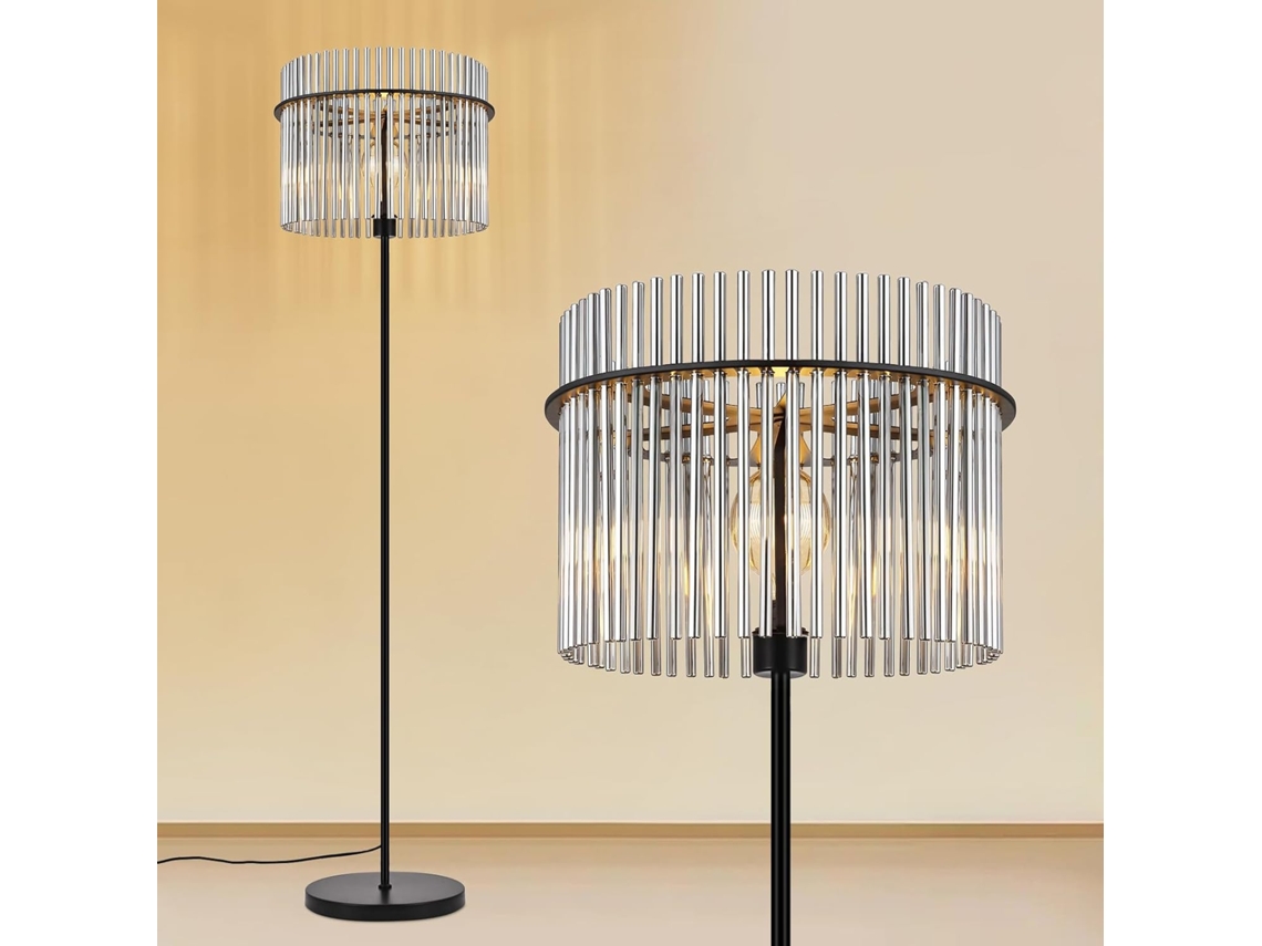 Candeeiro Pendente Vintage de Madeira com 4 Lâmpadas, Lustre Industrial de Metal Preto, Altura Ajustável NETTLIFE (lâmpadas Não Incluídas)