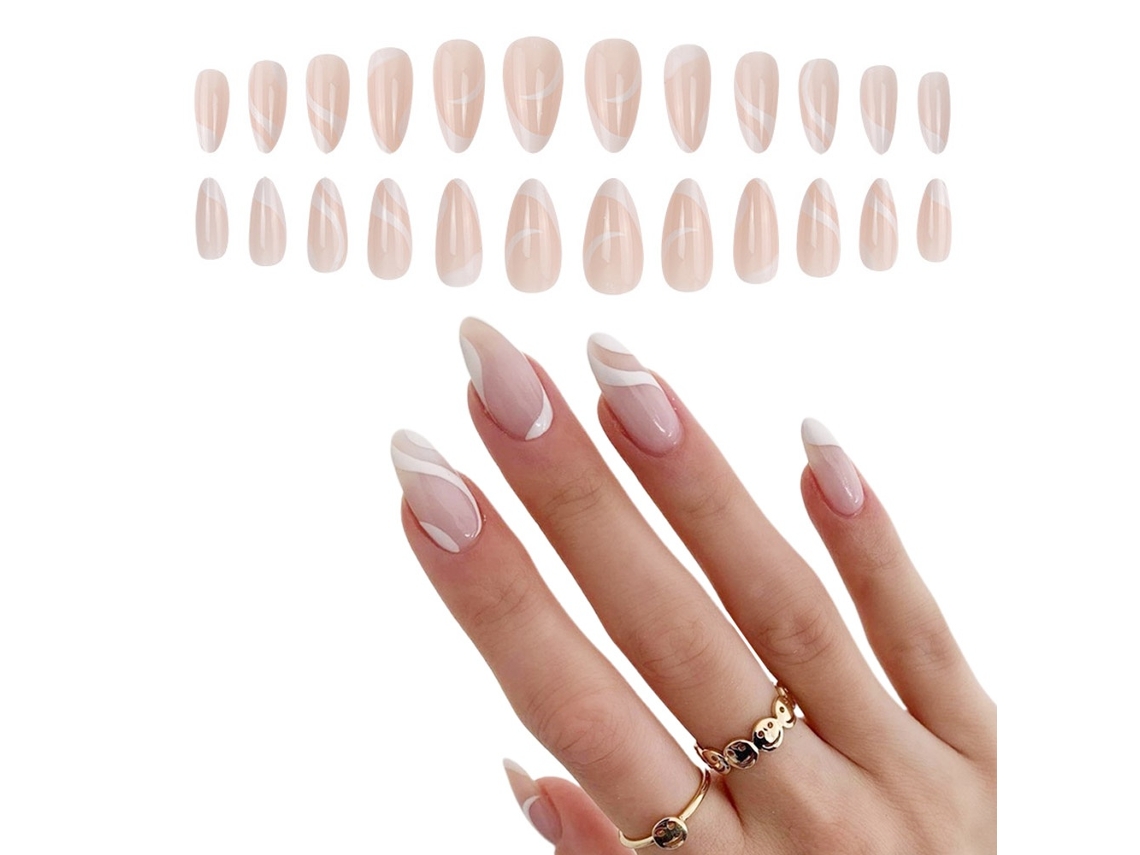Elysve Unhas Postiças 24 Peças, Branco Para Casamento