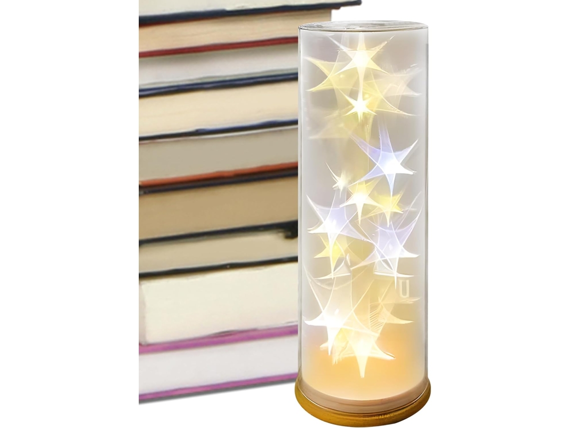 Luminária de mesa LED em formato de estrela, decoração moderna, iluminação ambiente.