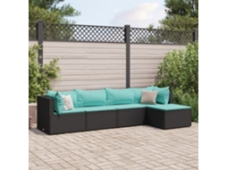 Conjunto de Sofás de Jardim HARLANV1 com Almofadões Vime Pe Preto