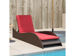 Vidaxl Espreguiçadeira Com Almofada Marrom 60x205x73 Cm Vime Sintético