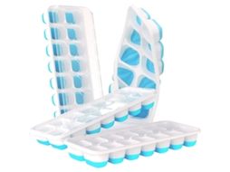 Conjunto De 4 Formas De Gelo Com Proteção Contra Derramamento, Moldes De Silicone Certificados Pela Lfgb E Livres De Bpa